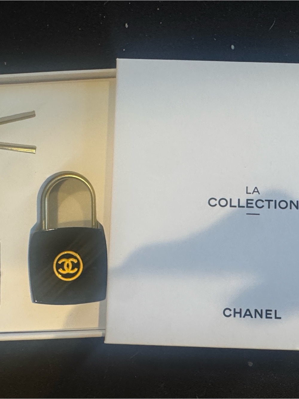 CHANEL Black, White and Gold CC Padlocks and Keys - Picture 3 of 5